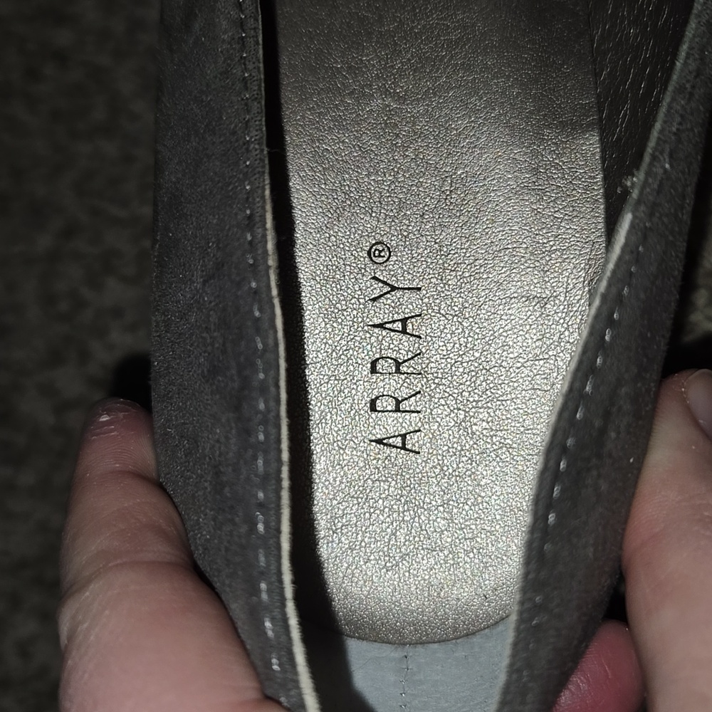 Array Gray Suede Block Heels - Picture 2 of 4